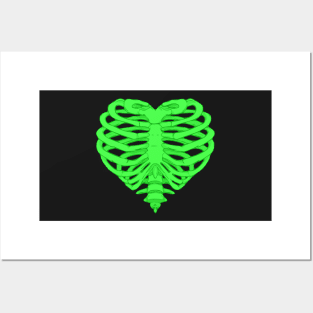 Heart of Bones Skeleton Bright green. Posters and Art